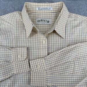 Orvis Shirt Womens 14 Yellow Red Blue Striped Fly Fishing Fisher Outdoors Hike
